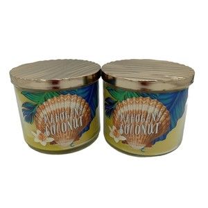 Lot Of 2 Mahogany Coconut Bath & Body Works 3 Wick Candles Large 14.5 Oz New